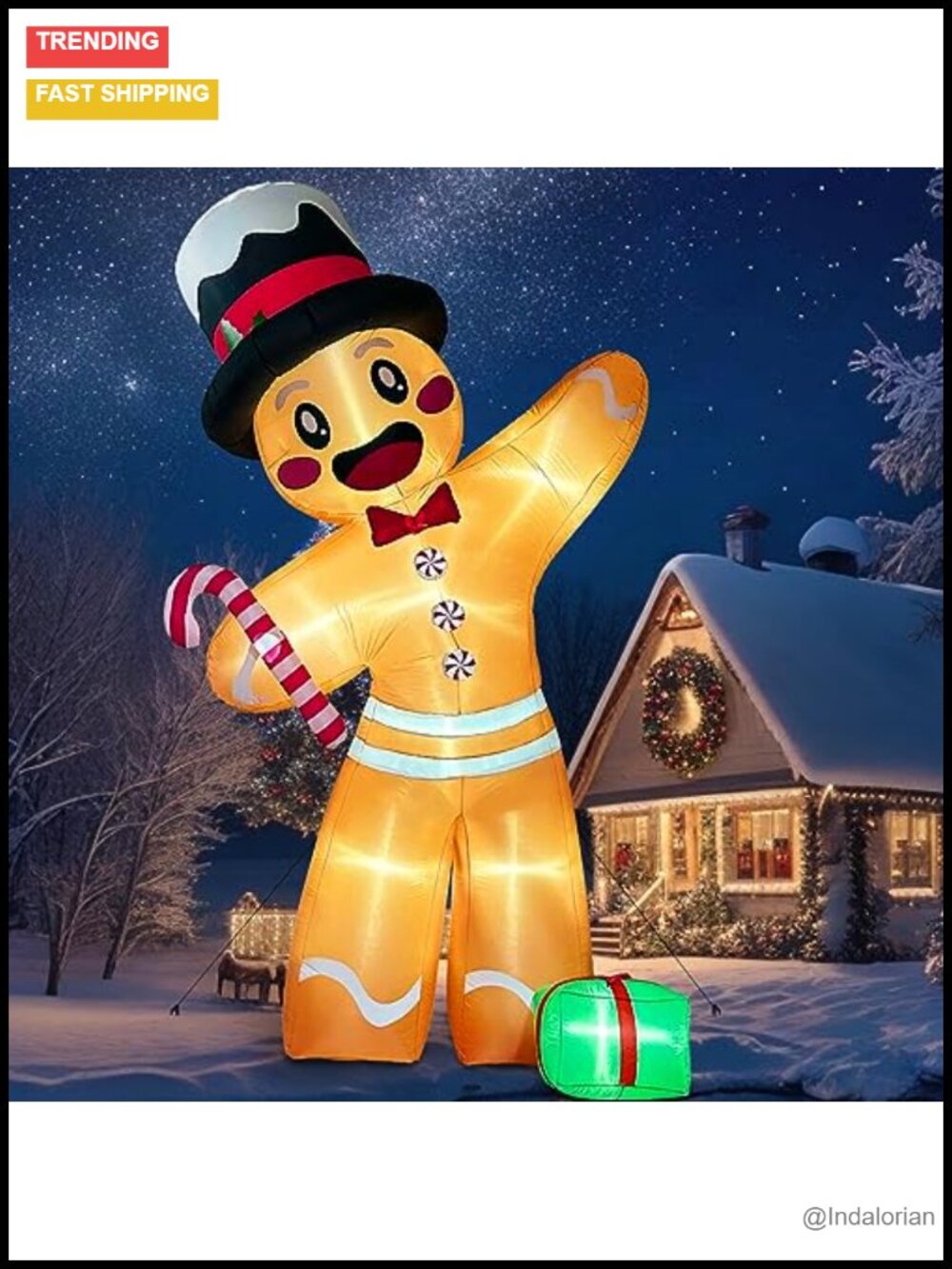 12FT Christmas Inflatable Giant Gingerbread Man Outdoor Yard Decor